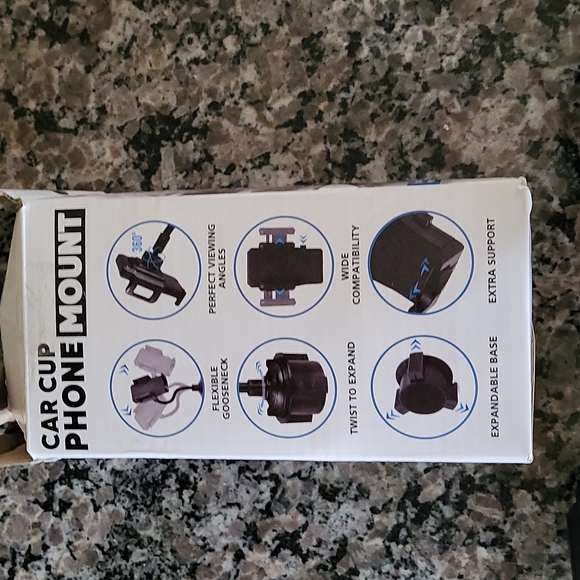 Car Cup Phone Mount new 360 degree rotations new in box black adjustable holder - Picture 4 of 6
